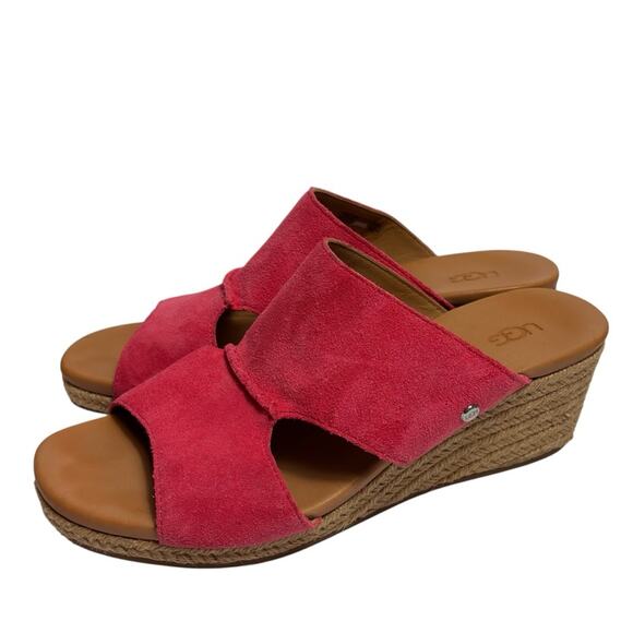 UGG AUSTRALIA WOMEN'S EIRENE WEDGE STRAWBERRY SORBET SUEDE SIZE 10 NO BOX - Picture 1 of 6
